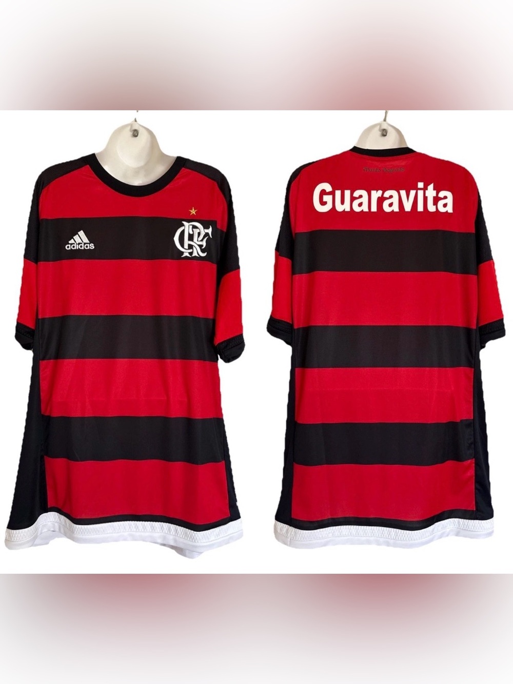 NEW Adidas CR Flamengo Guaravita Home Jersey 2015 Red Black Climacool Men's XL